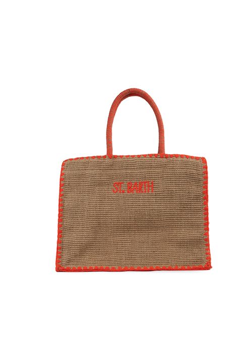 Borsa Vivian Juta beige con ricamo Mc2 Saint Barth | VIVIAN JUTE00154H SUN 1281 EMB